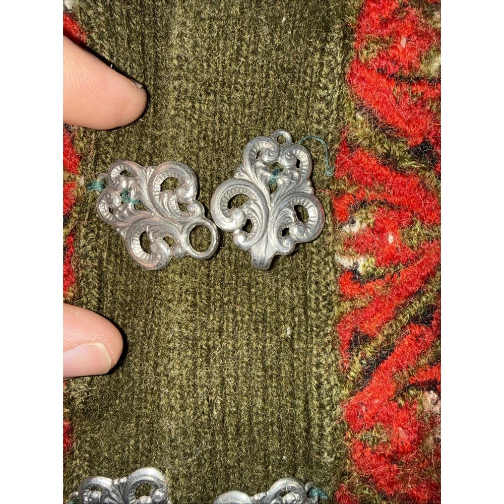 Vintage William Schmidt Olive Green Wool Cardigan Clasp Closure Women's Small - Picture 6 of 9